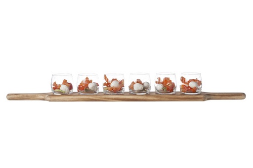 SET APERO 6 VERRES 1 PLANCHE VERRE D6.4X6CM  PLANCHE 66.5X9.5X1.8CM