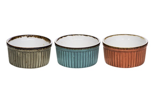 Cosy & Trendy Brisbane Ramequins Lot de 3 Bleu Gris Orange Ø8.8cm