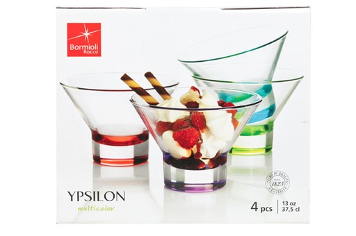Bormioli Rocco Ypsilon - Set 4 Coupes à Glace Verre Multicolore 37.5cl