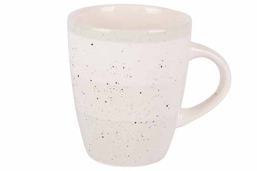 Mug design MIRA VERT en céramique 36cl, finition mouchetée crème