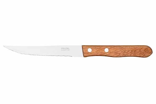 PRADEL ESSENTIEL Set de 4 Couteaux Steak, Manche Bois Lame Crantée