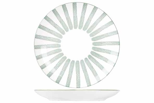 CABANA Assiette Dessert Rayures Vertes Ø20.5cm