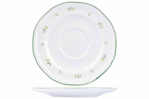 COSY & TRENDY Sous-tasse Bouquet Blanc Motifs Fleurs Vertes 15,4cm