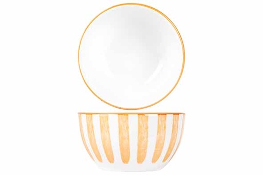 Bol Cabana Rayures Orange & Blanc Ø11.5cm - Déco Cuisine