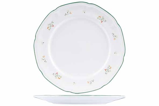 Assiette Plate BOUQUET Blanche Bord Festonné Motifs Fleuris Ø26,9cm