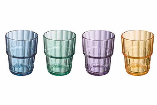 SWEETIE PIE Gobelets Verre Empilables 25cl - Set de 4 Couleurs Mixtes