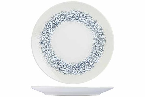 AMALFI AZURE Assiette Dessert En Céramique Blanche Motif Bleu Ø20 cm