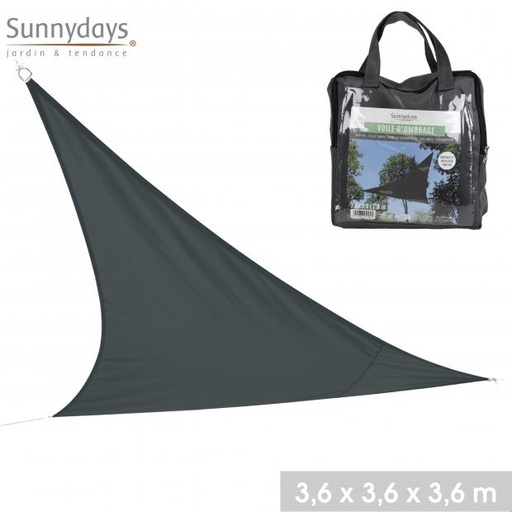 Sunnydays Voile d'Ombrage Triangulaire Anthracite 3.6x3.6x3.6m Polyester 160g/m²