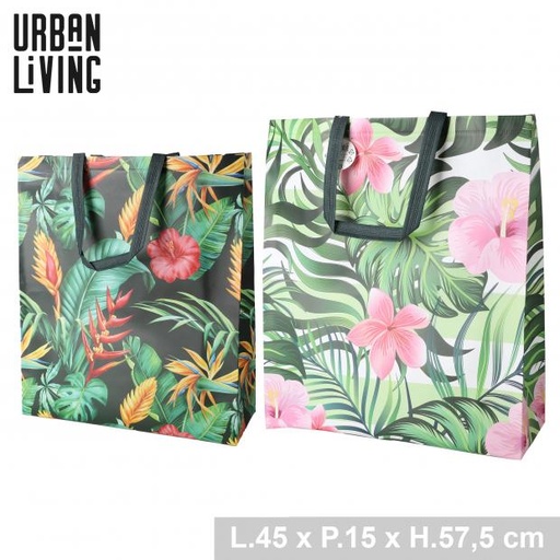 URBAN LIVING Sac Shopping Réutilisable Tropical 2 Motifs Assortis 45x15x57.5cm