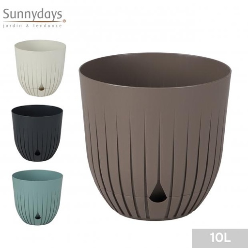 Sunnydays Cache-pot Plastique 10L avec Soucoupe Couleurs Assorties