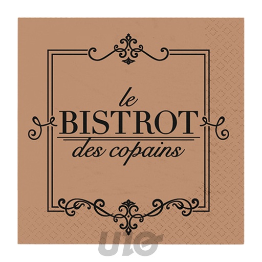 Homea Lot 20 Serviettes Papier Bistrot Marron 3 Plis 25x25 cm