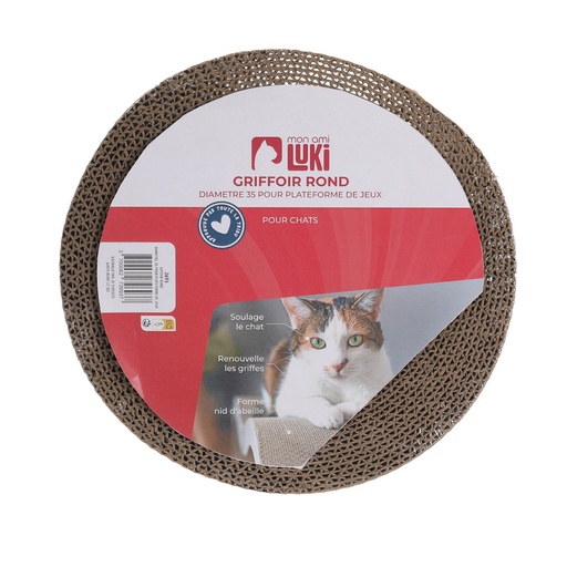 Mon Ami Luki Griffoir Rond Carton Ø35 cm pour Chat Plateforme de Jeux