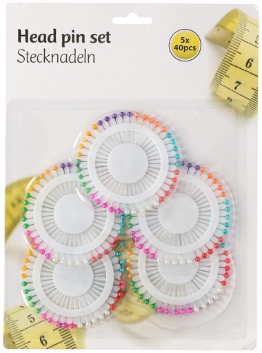 Jeu de 200 Épingles à Tête Multicolores 5mm Couture