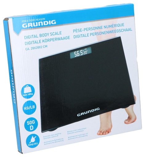 Grundig Pèse-personne Numérique Noir Verre 180kg Précision 50g