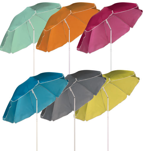 Parasol Plage Jardin 2m Mât Acier 8 Baleines - Multi-couleurs