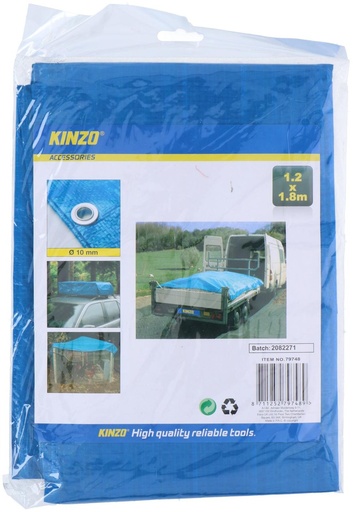 Kinzo Bâche de protection imperméable bleue 1,2 x 1,8 m