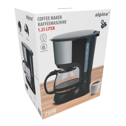 Alpina Machine à café 1.25L Noir Maintien au chaud 750W