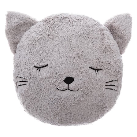 Atmosphera Coussin enfant Tête de Chat Gris Fausse Fourrure D27cm