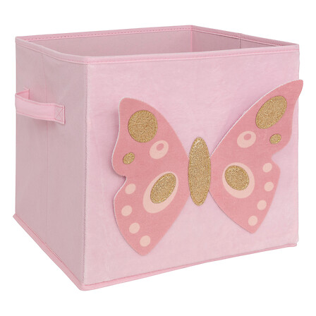 Atmosphera Boîte Rangement Velours Rose Papillon 29x29 cm