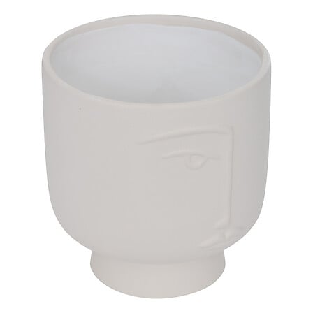 Cachepot Atmosphera visage blanc H17cm céramique