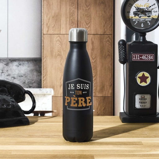 Bouteille Isotherme The Concept Factory Je Suis Ton Père Noir 50cl