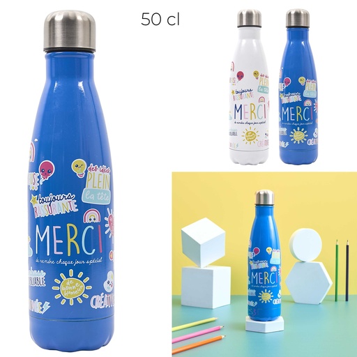 The Concept Factory Bouteille Isotherme Merci Bleue 50cl