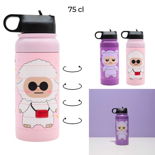 Gourde Isotherme The Concept Factory GROMIMIS Puzzle Rose 75cl