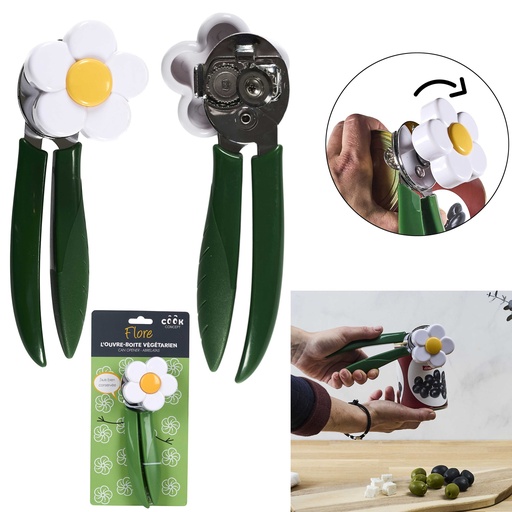 Cook Concept Ouvre-boîte Floral Marguerite Blanc & Vert