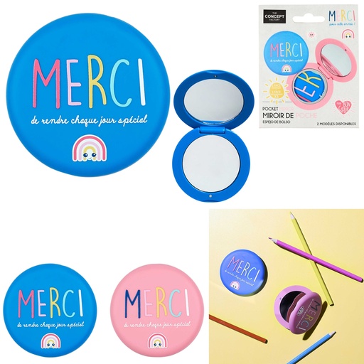 Miroir de Poche The Concept Factory Merci Bleu Grossissant x3