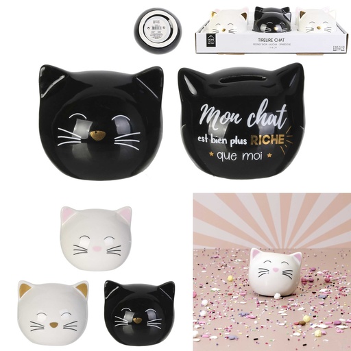 The Concept Factory Tirelire Mini Chat Noir Céramique Mon chat est riche