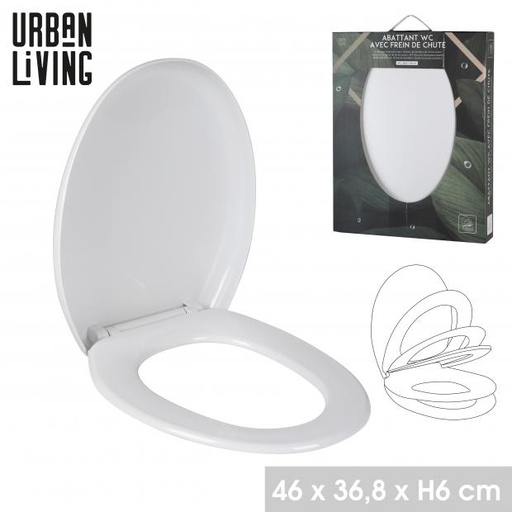 Urban Living Abattant WC Frein de Chute, Blanc Plastique 46x36,8 cm