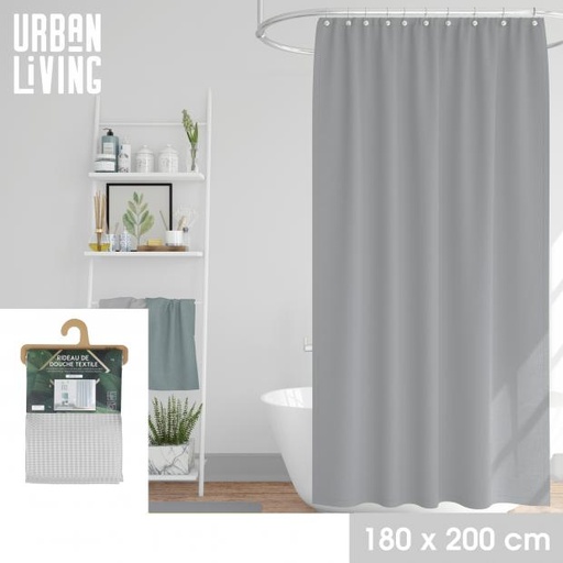 Urban Living Rideau de douche Nomad Jacquard Gris 180x200 cm (12 anneaux)