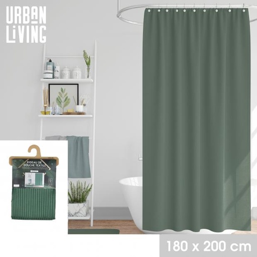 Urban Living Rideau de Douche Jacquard Vert Foncé 12 Anneaux 180x200cm