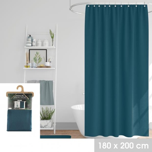 Urban Living Rideau de Douche Jacquard Bleu Saphir 180x200 cm 12 Anneaux