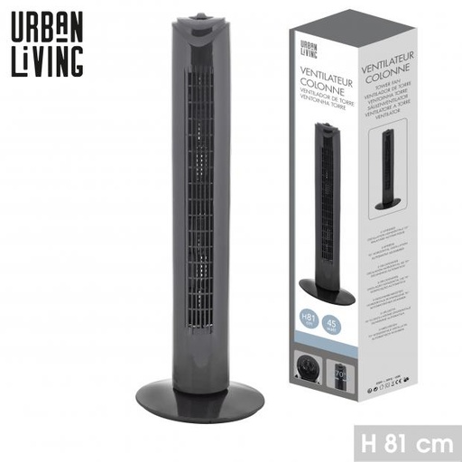 Ventilateur Colonne Urban Living Noir 81cm - 45W - 3 Vitesses Oscillant