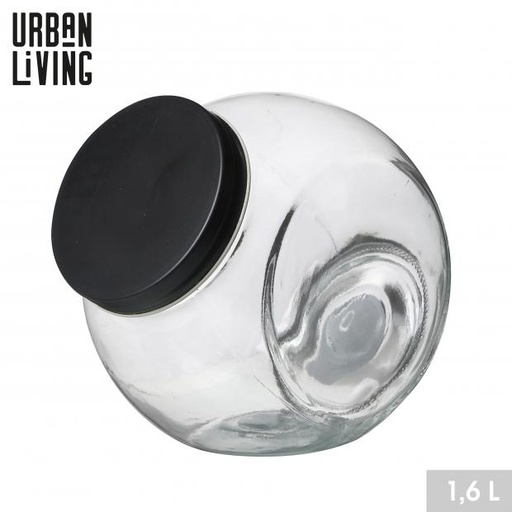 Urban Living Bocal à Bonbons Conservation Verre Noir Mat 1.6L