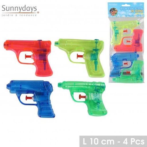 Sunnydays SUMMERTIME Lot 4 Pistolets à Eau Mini 10cm Couleurs Assorties