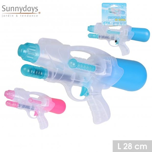Sunnydays SUMMERTIME Pistolet à eau 28cm 2 couleurs assorties