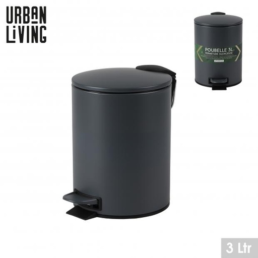 Urban Living MOONROCK Poubelle Salle de Bain 3L, Pédale, Fermeture Silencieuse, Gris Anthracite