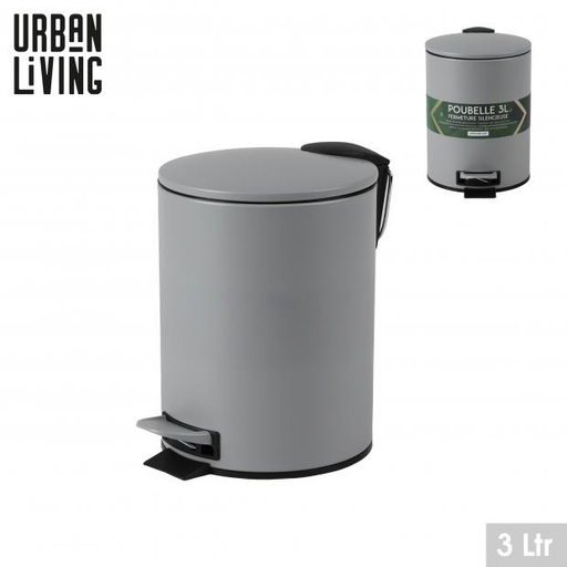 Urban Living NOMAD Poubelle Salle de Bain Gris 3L à Pédale Silencieuse