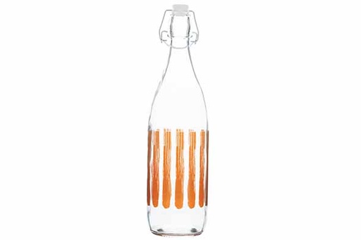 Cosy & Trendy Brisa Bouteille Verre 1L Motifs Orange, Bouchon Mécanique
