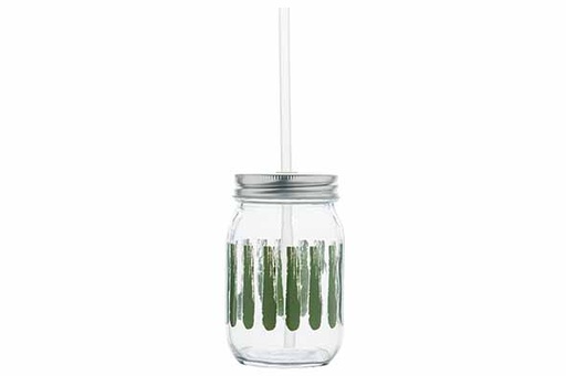 Cosy & Trendy BRISA Verre Mason 47cl vert avec paille