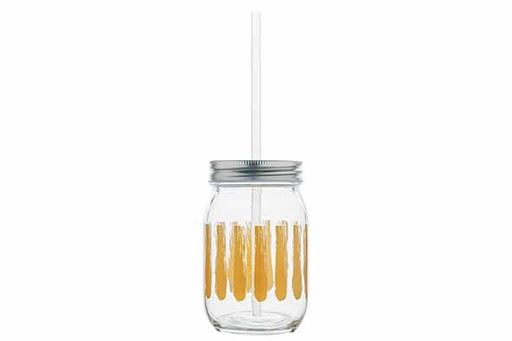 Cosy & Trendy BRISA Gobelet verre 47cl jaune avec paille