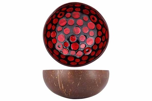Noya Bol en Coco Décor Perles Rouges Ø 14cm Artisanat