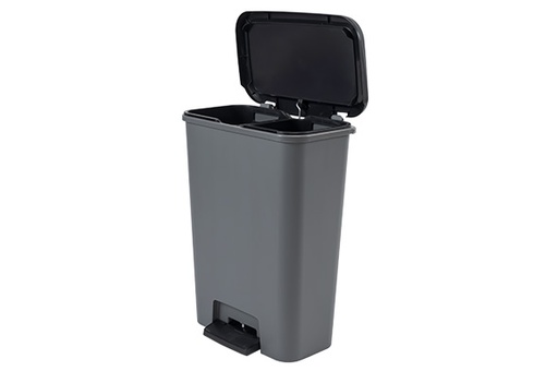 Curver COMPATTA Poubelle à pédale Duo 2x23L Gris Noir Acier