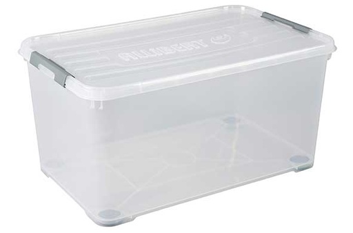 Curver Boîte Rangement Handy Plus 115L Transparente à Roulettes