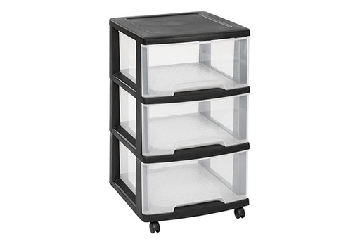 Curver Essentials Tour de rangement 3x20L à roulettes Noir Transparent