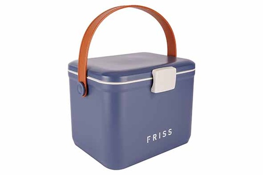 Friss Glacière 5L Bleue, Poignée Marron, 27x22x20cm