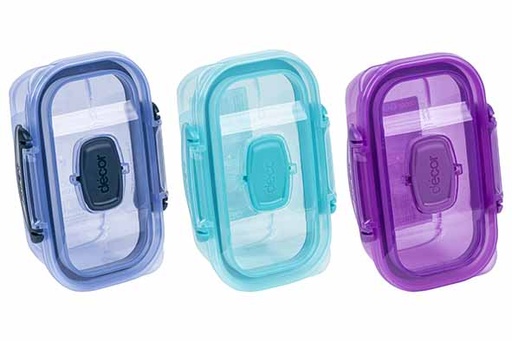 Decor GO CLICK&STACK Boîte à goûter 300 ml, Lot de 3 assorties