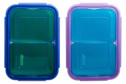 Decor GO Boîte Repas Bento 2 en 1, 1.1L - 2 Couleurs Assorties